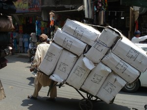 Man carries heavy load